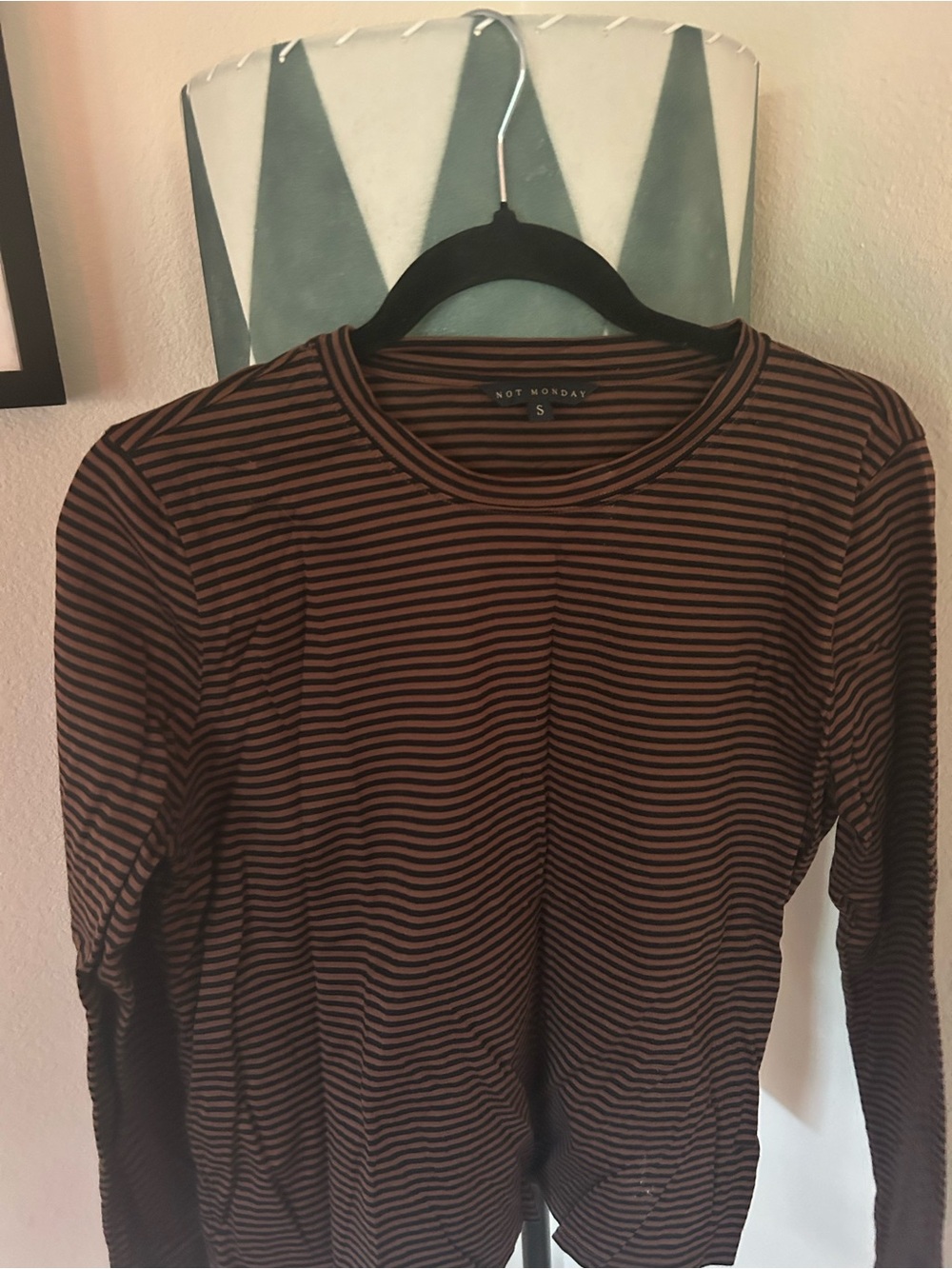 Women's Long Sleeve Striped Tee in Brown and Black